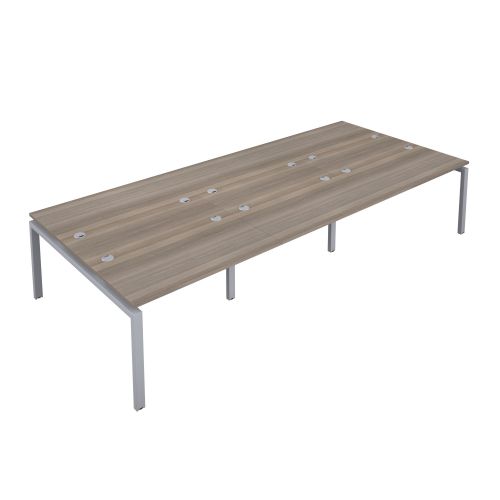 Premium 6 Person Bench 1200 X 800 Cable Port Grey Oak-Silver