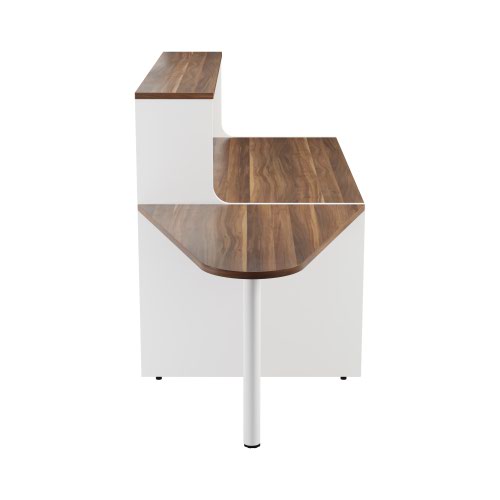 Reception Unit 1400 With Extension - White Sides With Dark Walnut Top