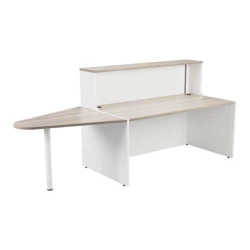 Reception Unit 1400 With Extension - White Sides With Grey Oak Top