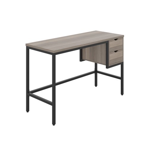 Haynes Desk with 2 Drawers : Grey Oak/Black