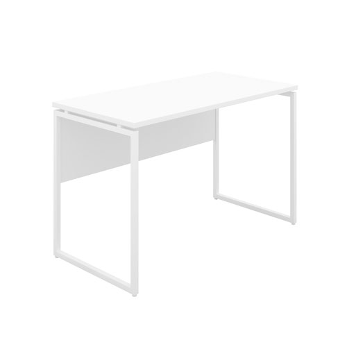 Milton Desk with Square Leg and Modesty - White / White