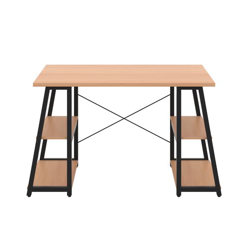 Jemini Soho Desk 4 Angled Shelves 1300x600x770mm Beech/Black KF90793