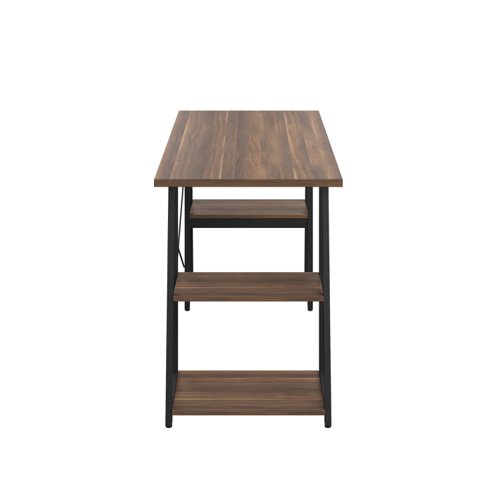 SD05BKDW Odell Desk with A-Frame and Shelves Dark Walnut/Black