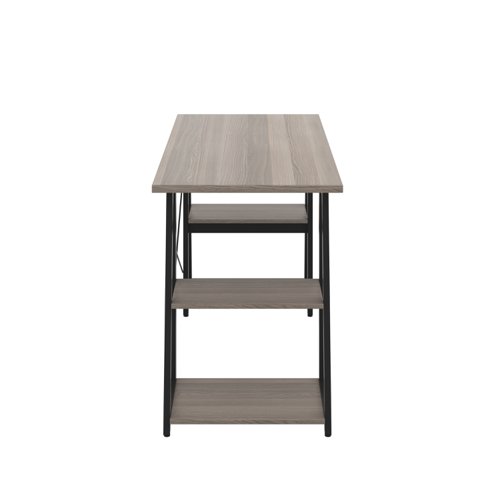 SD05BKGO Odell Desk with A-Frame and Shelves Grey Oak/Black