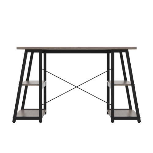 SD05BKGO Odell Desk with A-Frame and Shelves Grey Oak/Black