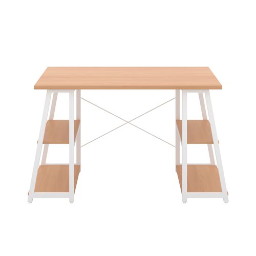 Jemini Soho Desk 4 Angled Shelves 1300x600x770mm Beech/White KF90789