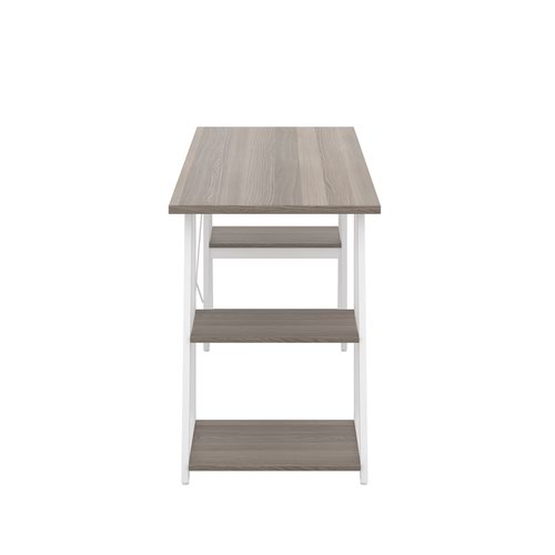 Jemini Soho Desk 4 Angled Shelves 1300x600x770mm Grey Oak/White KF90791