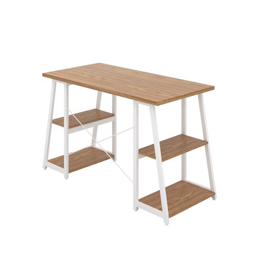 Jemini Soho Desk 4 Angled Shelves 1300x600x770mm Oak/White KF90790