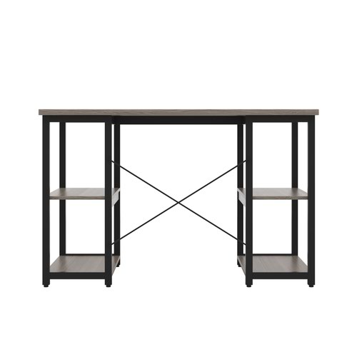 Jemini Soho Desk 4 Straight Shelves 1200x600x770mm Grey Oak/Black KF90787