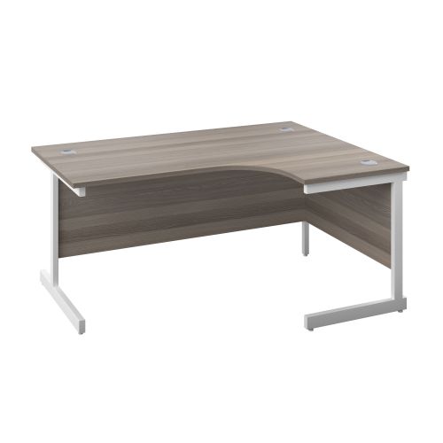 1200X1200 Single Upright Right Hand Radial Desk Grey Oak-White