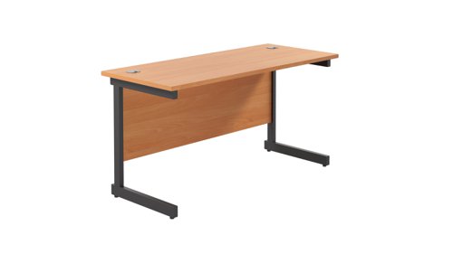 Single Upright Rectangular Desk: 600mm Deep 1200 X 600 Beech/Black