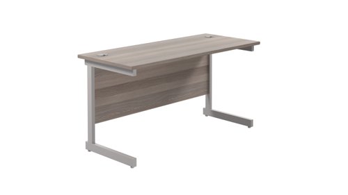 Single Upright Rectangular Desk: 600mm Deep 1200 X 600 Grey Oak/Silver