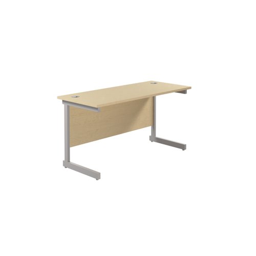 Single Upright Rectangular Desk: 600mm Deep (FSC) 1200 X 600 Maple/Silver