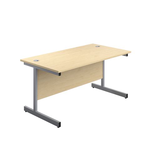 1200X600 Single Upright Rectangular Desk Maple-Silver