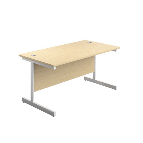 1200X600 Single Upright Rectangular Desk Maple-White