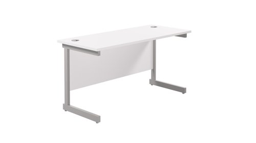 Single Upright Rectangular Desk: 600mm Deep 1200 X 600 White/Silver