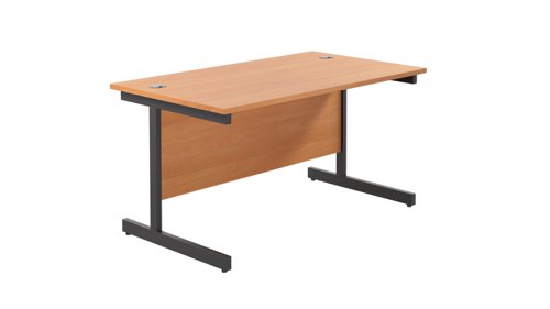 Single Upright Rectangular Desk: 800mm Deep (FSC) 1200 X 800 Beech/Black