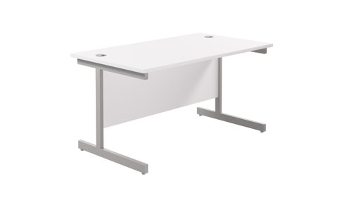 Single Upright Rectangular Desk: 800mm Deep 1200 X 800 White/Silver