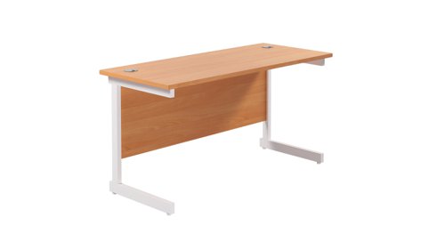 Single Upright Rectangular Desk: 600mm Deep 1400 X 600 Beech/White