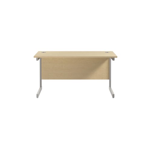 Single Upright Rectangular Desk: 600mm Deep (FSC) 1400 X 600 Maple/Silver