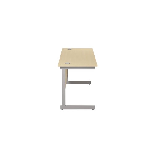 Single Upright Rectangular Desk: 600mm Deep (FSC) 1400 X 600 Maple/Silver