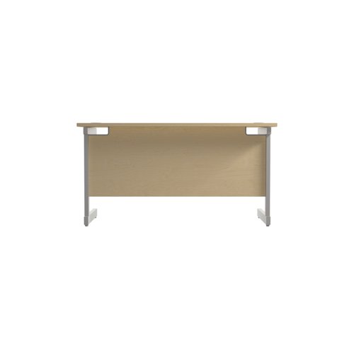 Single Upright Rectangular Desk: 600mm Deep (FSC) 1400 X 600 Maple/Silver