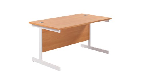 Single Upright Rectangular Desk: 800mm Deep (FSC) 1400 X 800 Beech/White