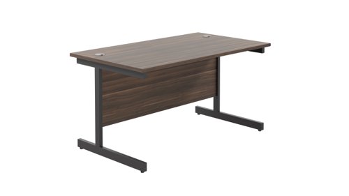 Single Upright Rectangular Desk: 800mm Deep (FSC) 1400 X 800 Dark Walnut/Black