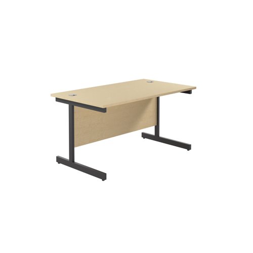 Single Upright Rectangular Desk: 800mm Deep (FSC) 1400 X 800 Maple/Black