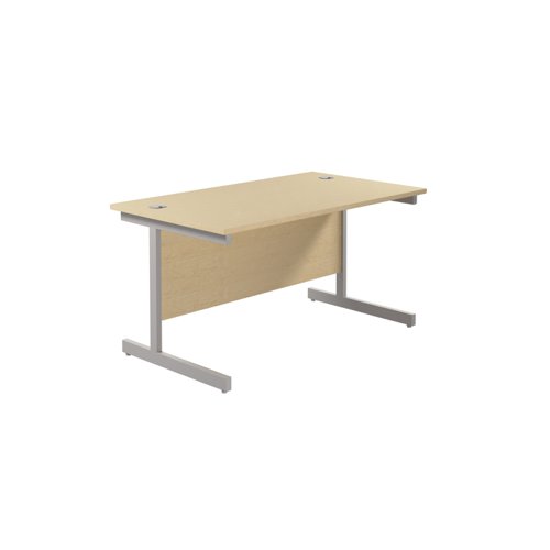 Single Upright Rectangular Desk: 800mm Deep (FSC) 1400 X 800 Maple/Silver