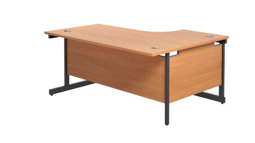 SU1612LHRADBEBK Single Upright Left Hand Radial Desk (FSC) 1600 X 1200 Beech/Black