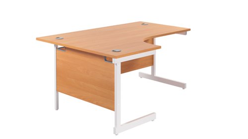 Single Upright Left Hand Radial Desk 1600 X 1200 Beech/White