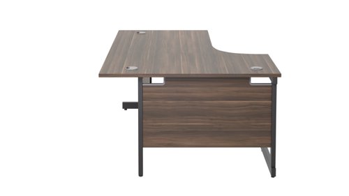 SU1612LHRADDWBK Single Upright Left Hand Radial Desk (FSC) 1600 X 1200 Dark Walnut/Black
