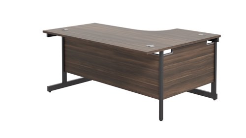 SU1612LHRADDWBK Single Upright Left Hand Radial Desk (FSC) 1600 X 1200 Dark Walnut/Black