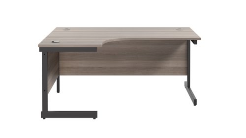 Single Upright Left Hand Radial Desk (FSC) 1600 X 1200 Grey Oak/Black