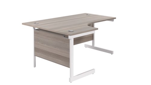 Single Upright Left Hand Radial Desk 1600 X 1200 Grey Oak/White