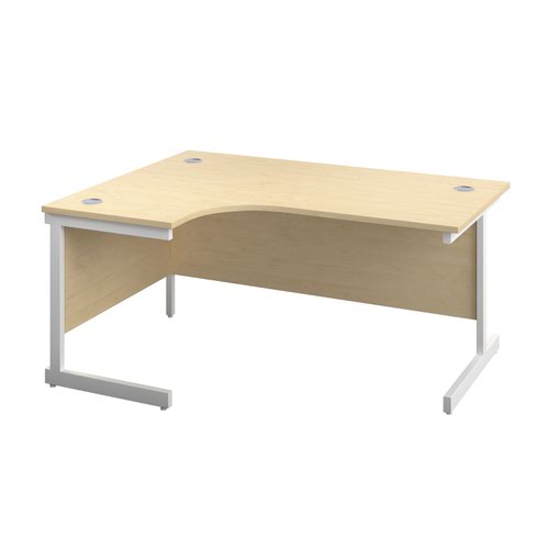 1600X1200 Single Upright Left Hand Radial Desk Maple-White