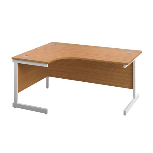 1600X1200 Single Upright Left Hand Radial Desk Nova Oak-White + Desk High Ped