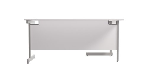 Single Upright Left Hand Radial Desk (FSC) 1600 X 1200 White/Silver