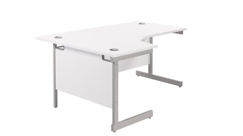 Single Upright Left Hand Radial Desk 1600 X 1200 White/Silver