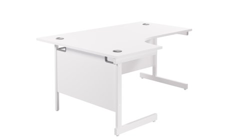 Single Upright Left Hand Radial Desk 1600 X 1200 White/White