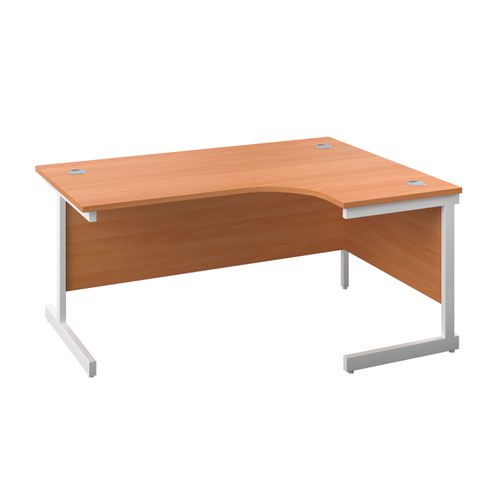 1600X1200 Single Upright Right Hand Radial Desk Beech-White + Desk High Ped