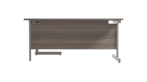 Single Upright Right Hand Radial Desk (FSC) 1600 X 1200 Grey Oak/Silver