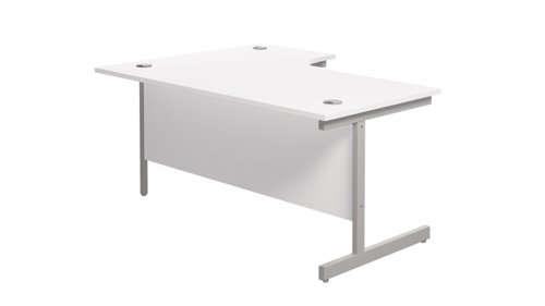 Single Upright Right Hand Radial Desk (FSC) 1600 X 1200 White/Silver