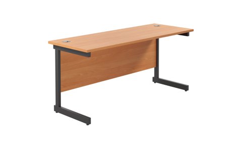 Single Upright Rectangular Desk: 600mm Deep 1600 X 600 Beech/Black