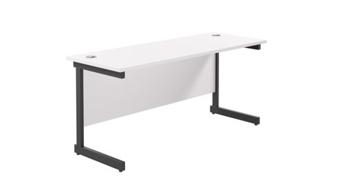 Single Upright Rectangular Desk: 600mm Deep 1600 X 600 White/Black