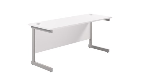 Single Upright Rectangular Desk: 600mm Deep 1600 X 600 White/Silver