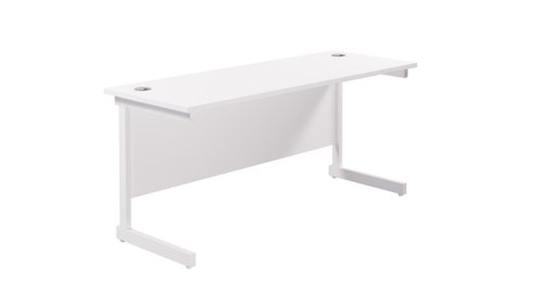 Single Upright Rectangular Desk: 600mm Deep (FSC) 1600 X 600 White/White