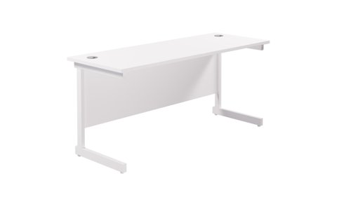 Single Upright Rectangular Desk: 600mm Deep 1600 X 600 White/White