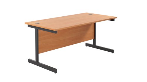 Single Upright Rectangular Desk: 800mm Deep 1600 X 800 Beech/Black